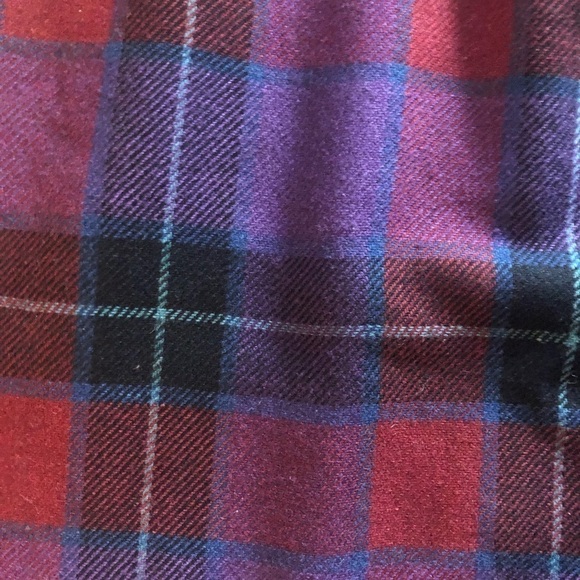 VTG Plaid Tartan Wool Belted A Line Skirt Sz 12 Purple Berry & Brick Red Winter - Picture 4 of 5